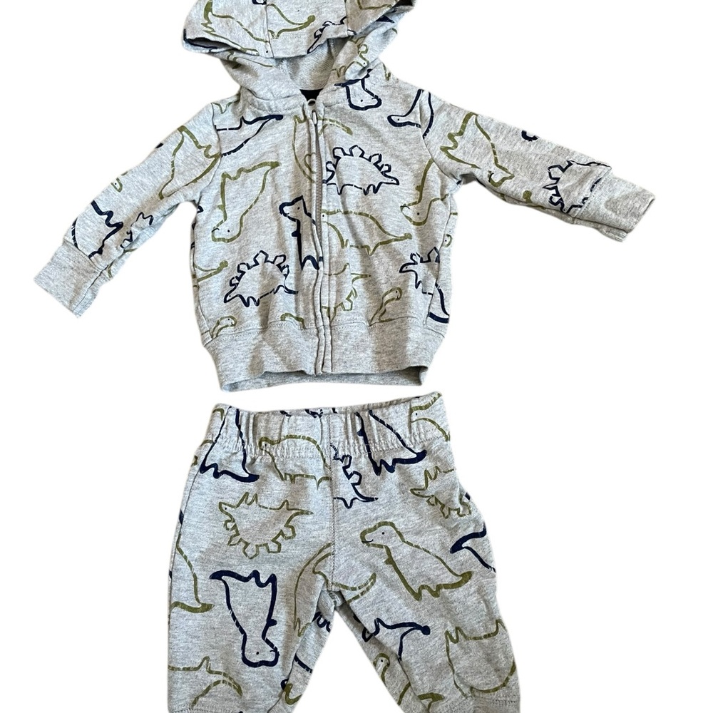 Child of Mine by Carter’s Dinosaur Hoodie and Pants Set size 0-3 Months - Picture 3 of 10